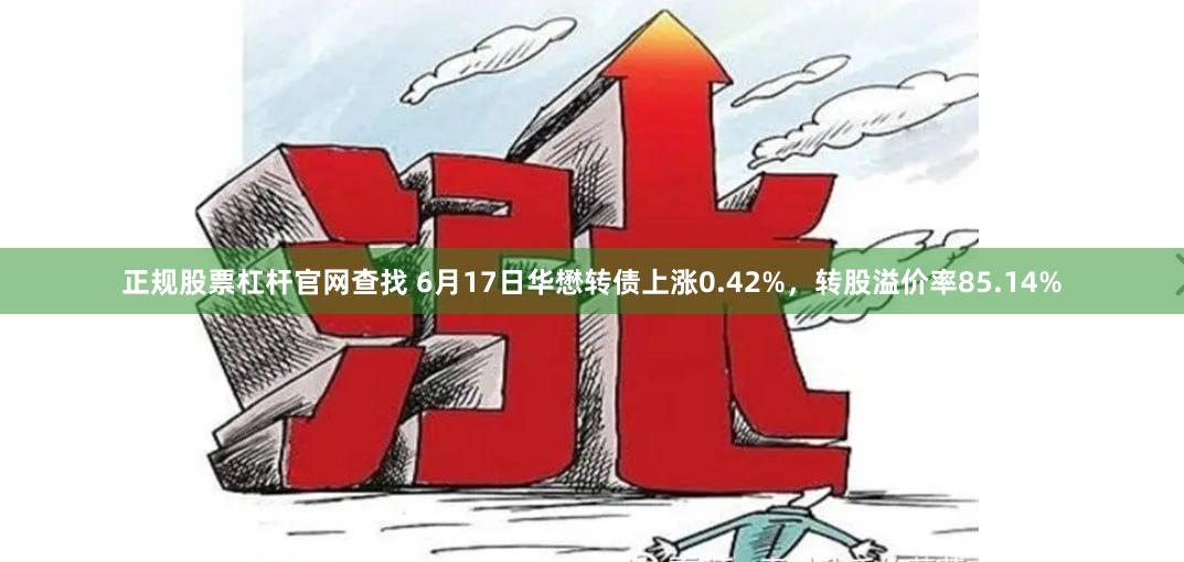 正规股票杠杆官网查找 6月17日华懋转债上涨0.42%，转股溢价率85.14%