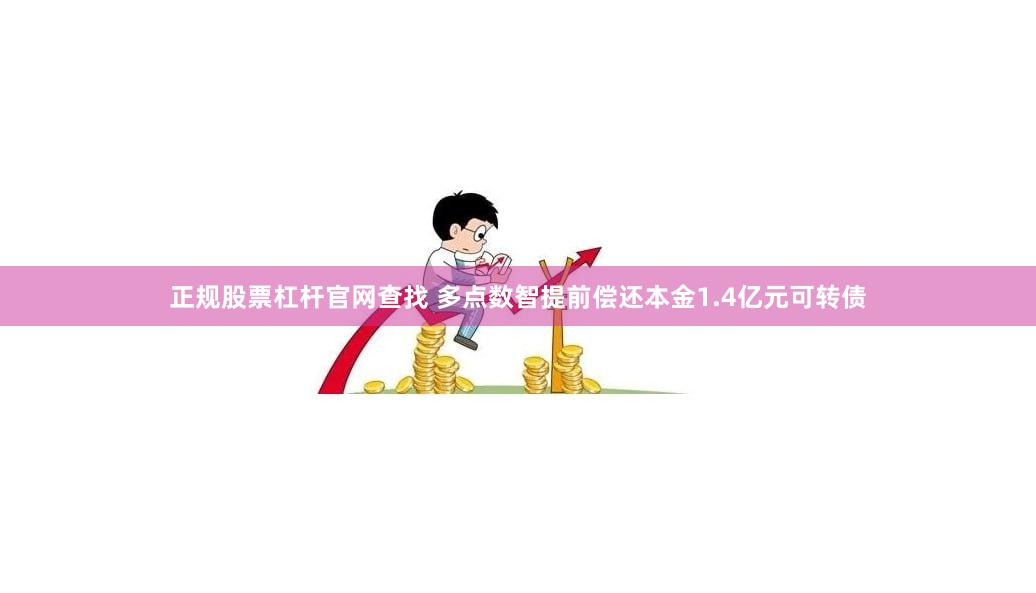 正规股票杠杆官网查找 多点数智提前偿还本金1.4亿元可转债